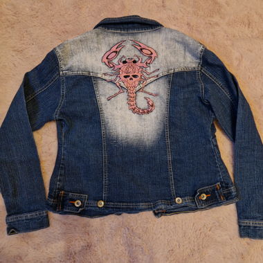 Vintage Denim Jacket with Embroidery Size S/M