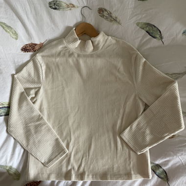 Pull blanc crème côtelé 