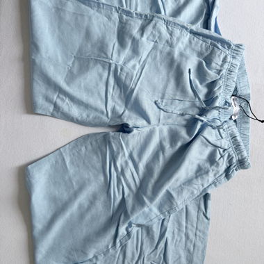 Pantalons en lin bleu bébé