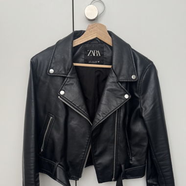 Veste en cuir Zara noire
