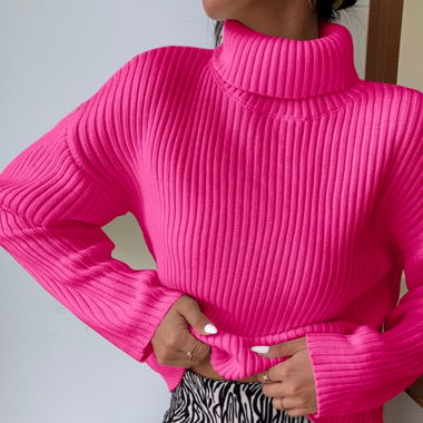 Pullover mit hochgeschlossenem Ausschnitt Pink