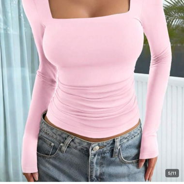 Top rosa maniche lunghe