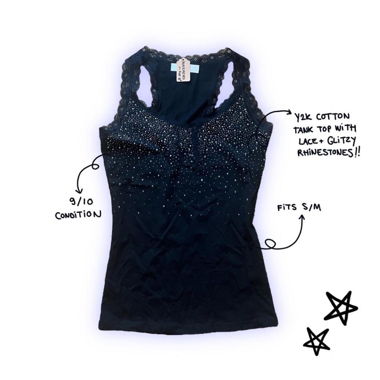 y2k/indiesleaze bedazzled rhinestone tank top