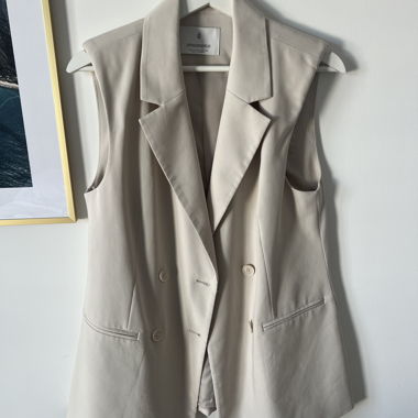 Gilet lungo Stradivarius beige S