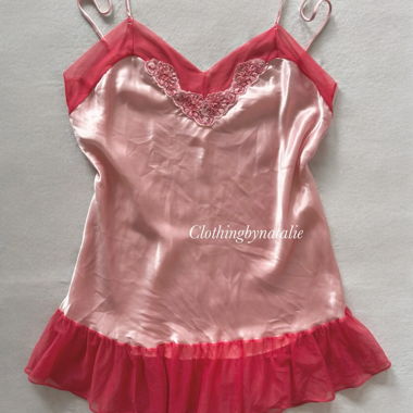 Babydoll Vintage in Raso Rosa Taglia M/small L