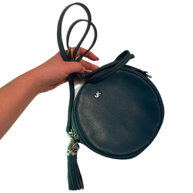 Borsa a tracolla rotonda Michael Kors in pelle blu