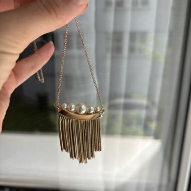 Collier statement Fringe Pearl Gold Australian