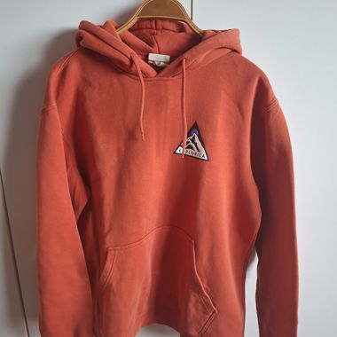 Oranger Hoodie mit Explorica-Print