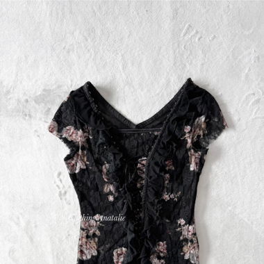 Whimsigoth Black Lace Blouse (XS/S)