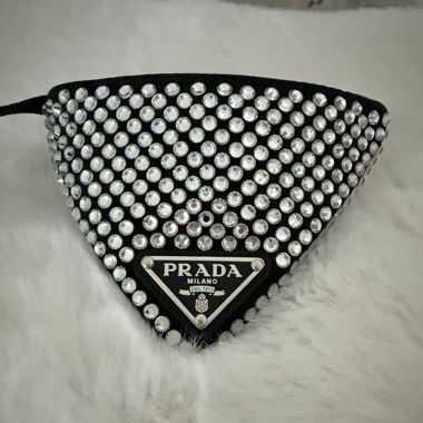PRADA Kristallbesetztes Hundehalsband aus Satin 