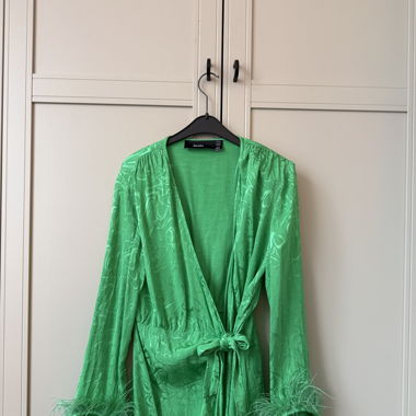 Green Dress with Feathers