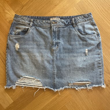 Distressed Denim Skirt