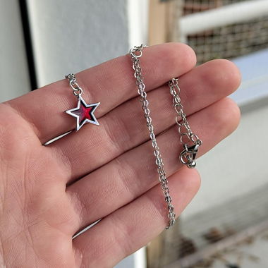 Red Star Necklace Halskette Stern Silber Punk Y2k