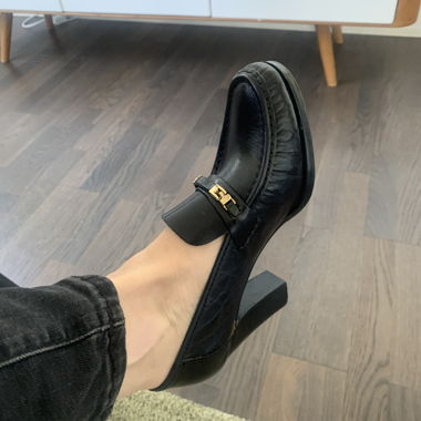Mocassins vintage en cuir noir fabriqués en France