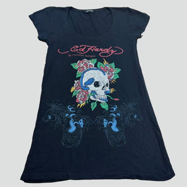 Vintage Ed Hardy langes Shirt Y2K Strass
