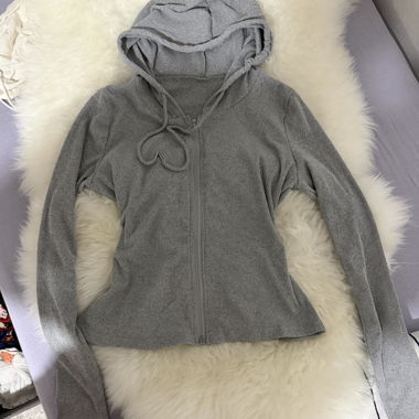 Grey Zip-Up Hooded Jacket