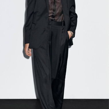 Pantalon de costume bleu foncé ample