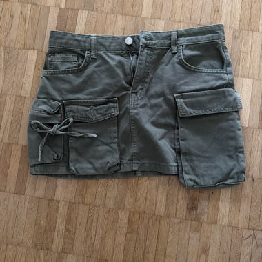 Jupe cargo en jean kaki