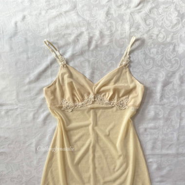 Coquette Yellow Mesh Slip Dress (S/M)