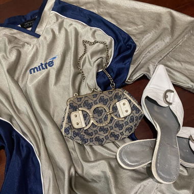 Silver and blue vintage sport jersey