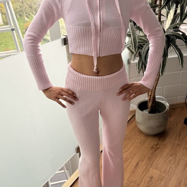 Pink ribbed knit set