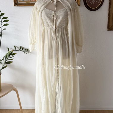 Set Peignoir in Nylon Plissé Barbizon Taglia S
