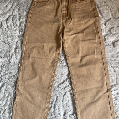 Beige/Braune Straight-Jeans