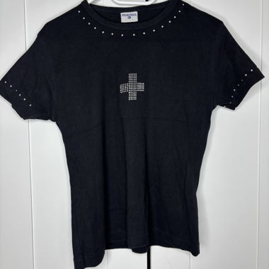 T-shirt nero con borchie XL