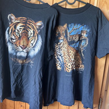 Schwarz T-Shirt Delta Leopard Vintage L