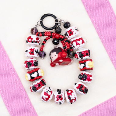 SKULLPANDA Red POP BEAN Schlüsselanhänger Handy-Charme
