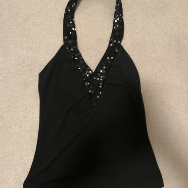 Y2K Black Sequin Top