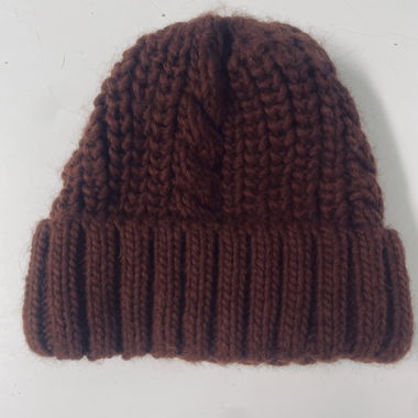 Bonnet en maille brun-noir