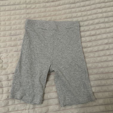 Grey Ribbed Biker Shorts