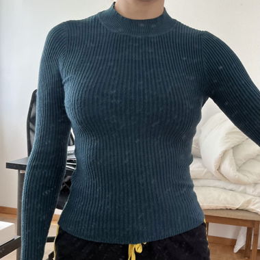 Blue mock neck shirt