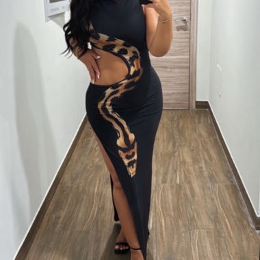 Robe longue Murci au motif léopard