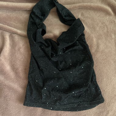 Schwarzes Glitzer-Top