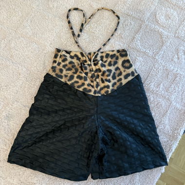 pantaloni da palestra neri leopardati