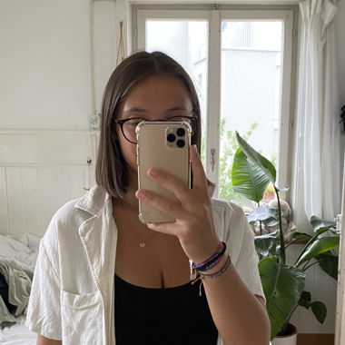 creme linen blouse