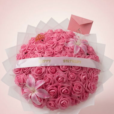 Bouquet de fleurs roses pour anniversaire