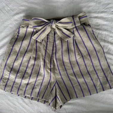 Short en lin taille haute rayé Sandro