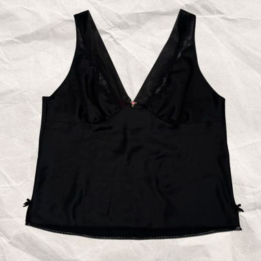 Top Camisole in Raso con Pizzo Nero