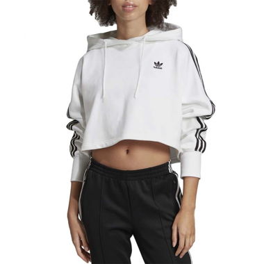 Felpa corta con cappuccio Adidas bianca