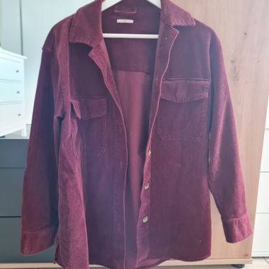 Overshirt in velluto a coste bordeaux