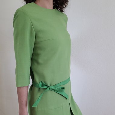 Robe Vintage verte "Trevira" 45% Laine 