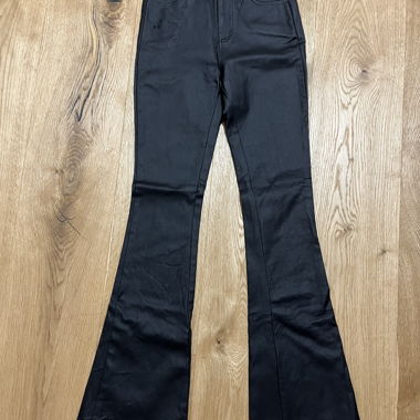 Schwarze Leder Flared Jeans