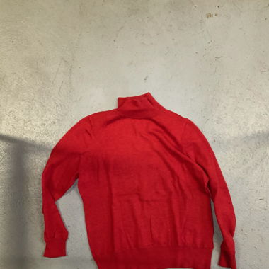 red crewneck sweater