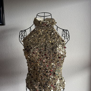 Gold Sequin Neckholder Top