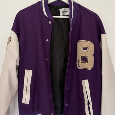 Veste varsity lilas/crème