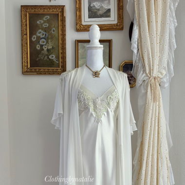Vintage Delicates Bridal Satin Maxi Peignoir (L)