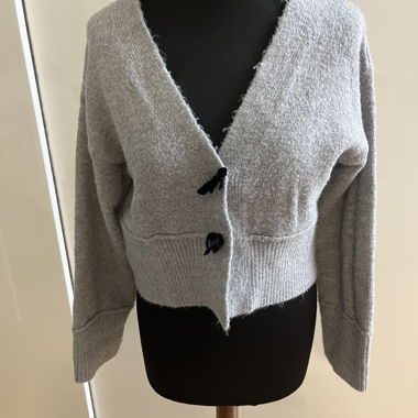 Graue Strick-Cardigan-Jacke